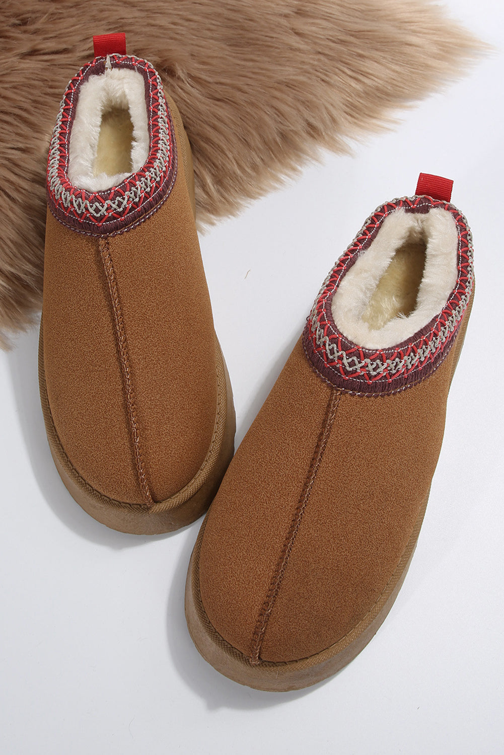 Chestnut Contrast Print Suede Plush Lined Snow Boots 🇺🇸