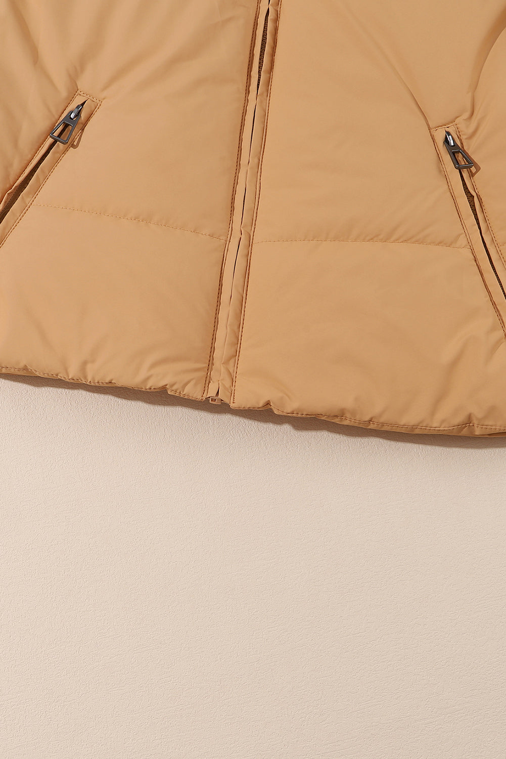 Brown Zip Up Pocketed Puffer Jacket 🇺🇲