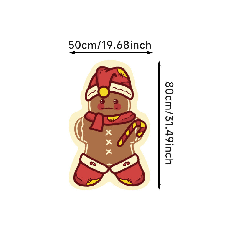 Special-shaped Flannel Christmas Gingerbread Man Carpet Holiday Decoration 🇨🇳