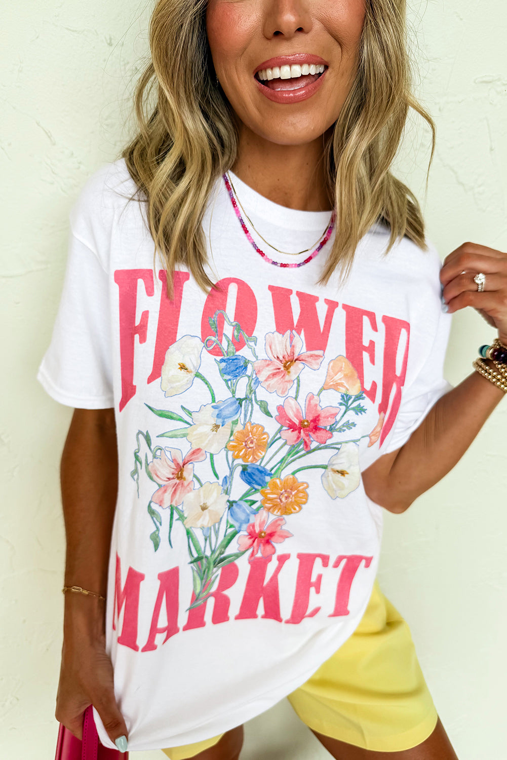 White FLOWER MARKET Graphic T Shirt 🇨🇳