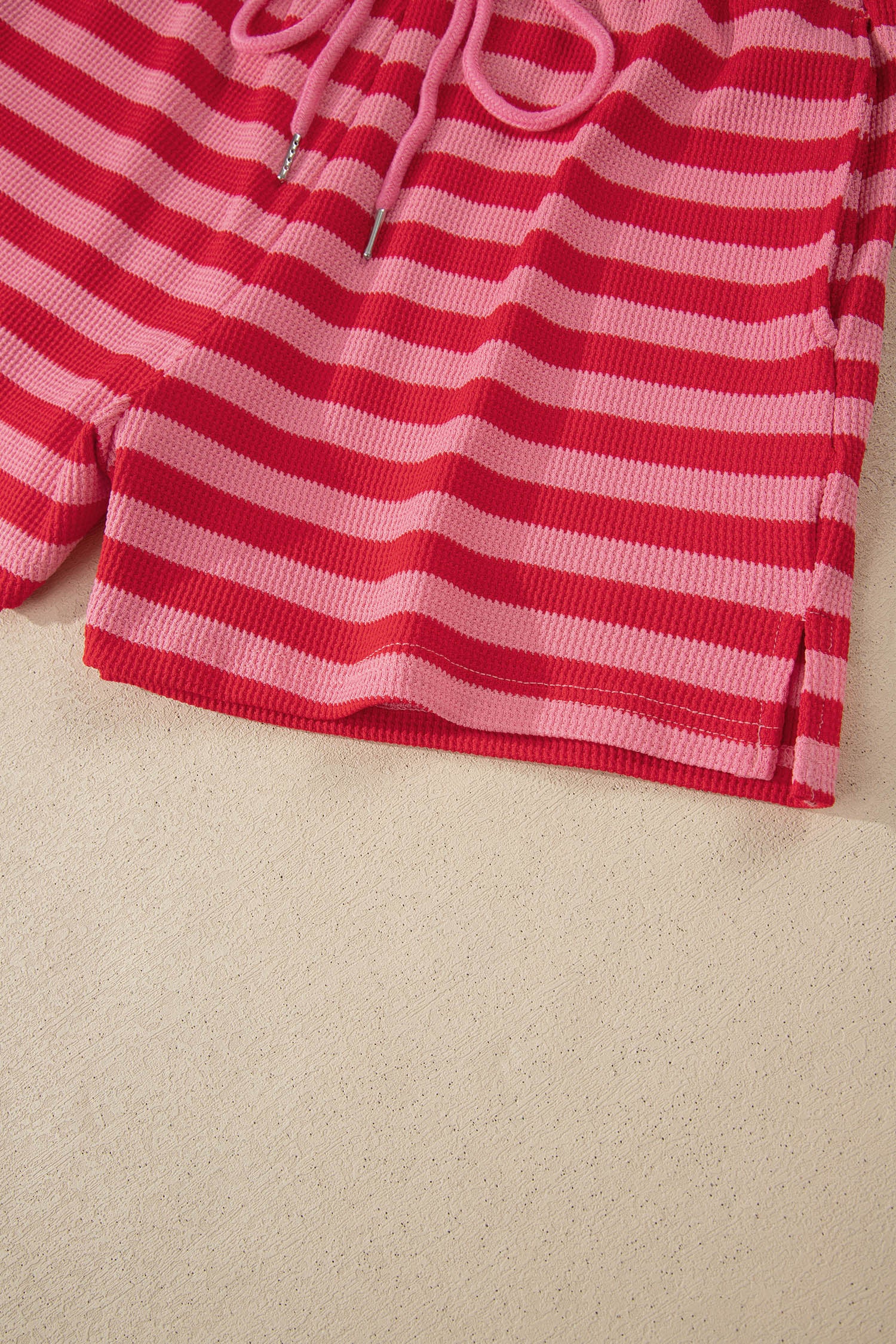Red Stripe Puff Short Sleeve T Shirt Matching Shorts Set 🇺🇸