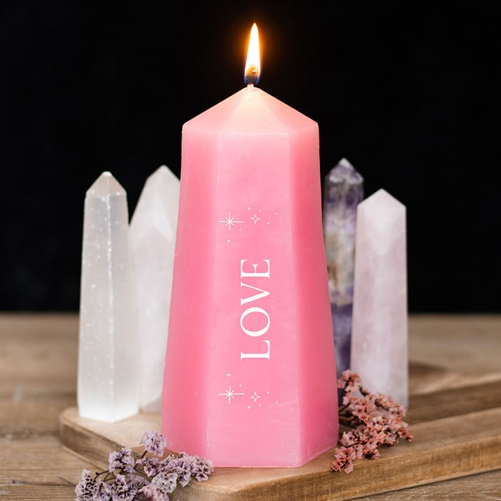 Love Crystal Candle with Rough Rose Quartz 🇬🇧