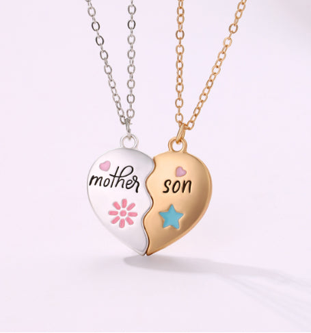 2PCS Set Jewelry Mother Daughter Necklace Matching Heart Magnetic Pendant Fashion Gifts For Mother's Day 🇨🇳