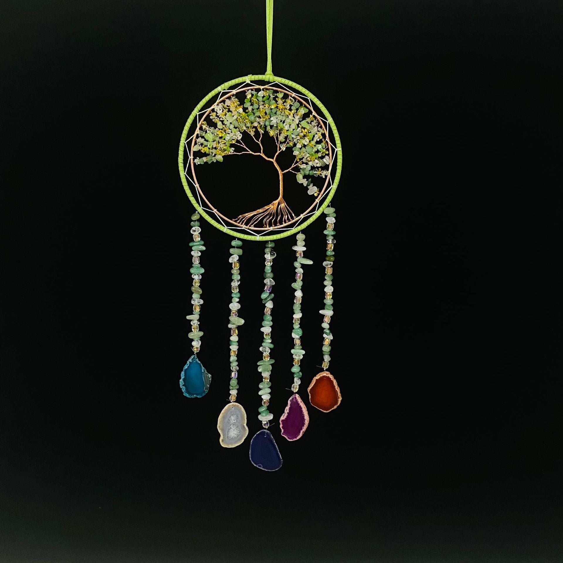 Multicolored Crystal Green Crystal Gravel Copper Wire Winding Pendant 🇨🇳