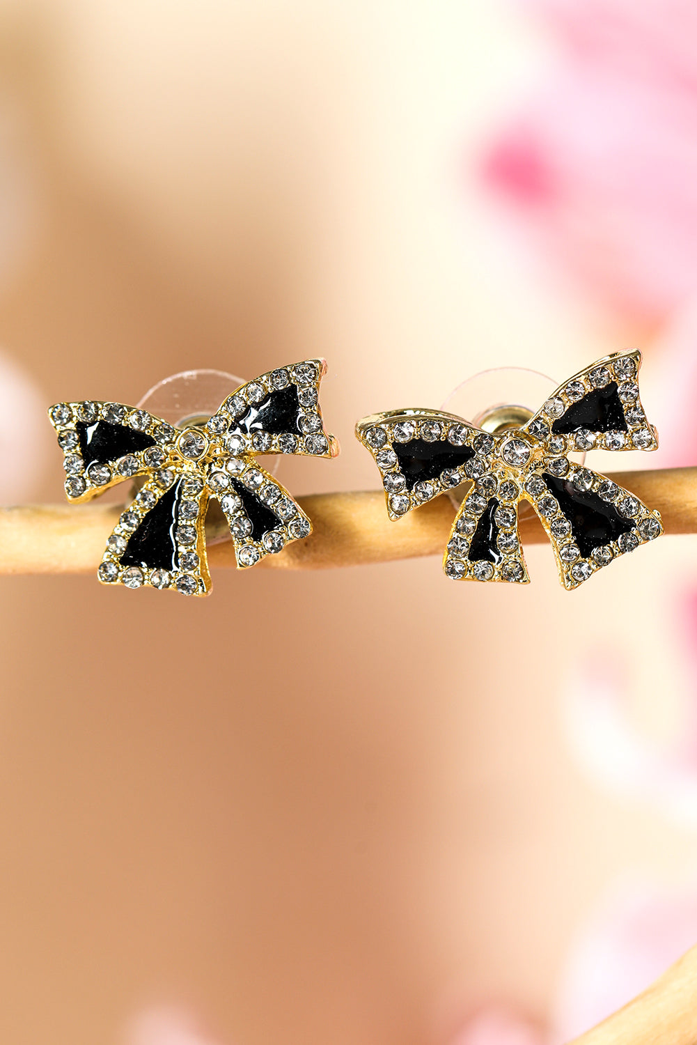 Black Rhinestone Bow Knot Stud Earrings 🇺🇸