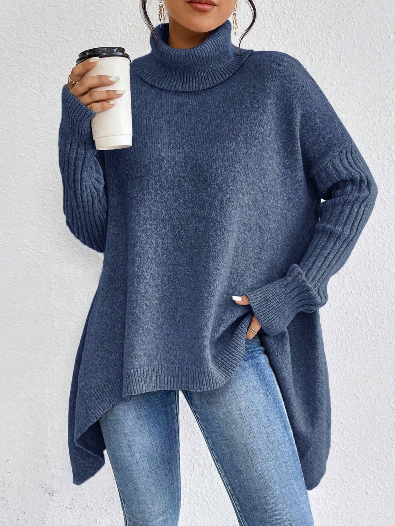 Turtleneck Loose Long Sleeve Knitted Warm Pullover Sweater 🇨🇳