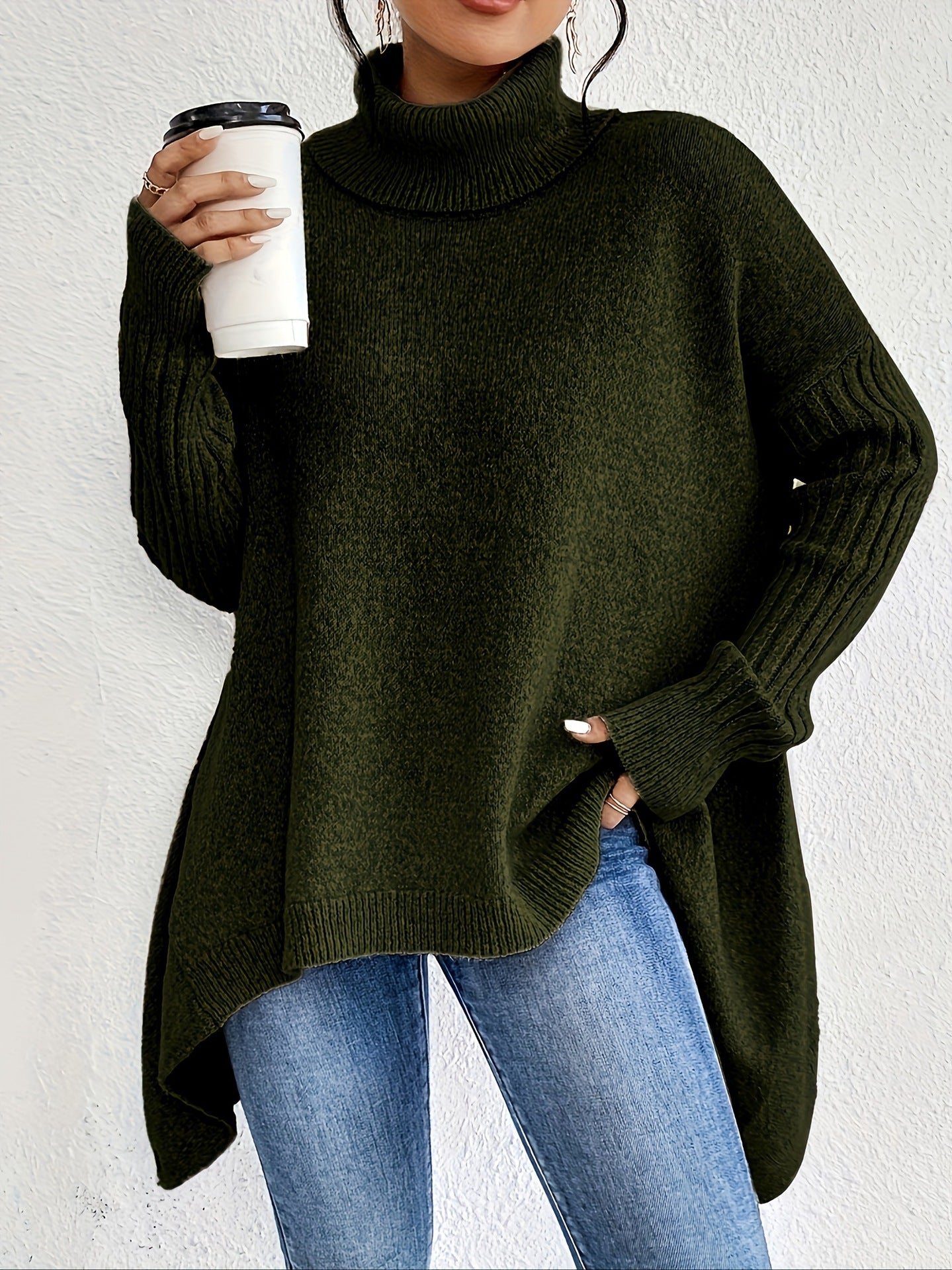 Turtleneck Loose Long Sleeve Knitted Warm Pullover Sweater 🇨🇳