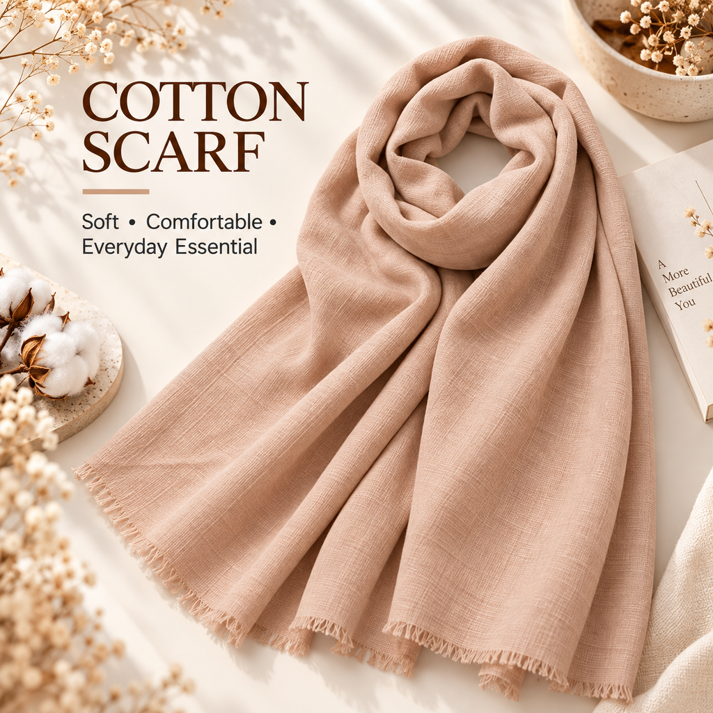 Peach Nude Cotton Scarf – Soft, Comfortable Everyday Essential 🇬🇧