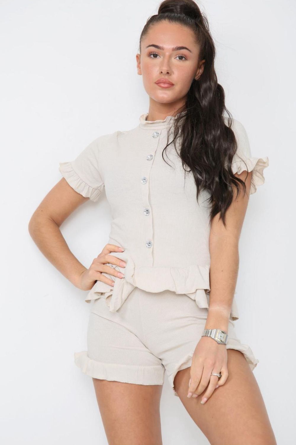Diamond Frilled Edge Short Co-Ord Set 🇬🇧