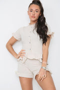 Diamond Frilled Edge Short Co-Ord Set 🇬🇧