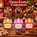 Christmas Scented Candle Gift Set 3 Jar Candles Gingerbread Cinnamon Mulled Wine 🇬🇧