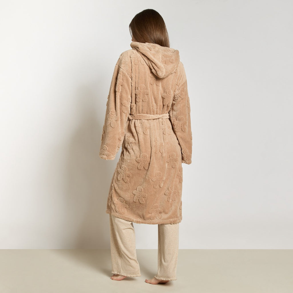 Tufted Gingerbread Man Teddy Fleece Dressing Gown - Beige 🇬🇧