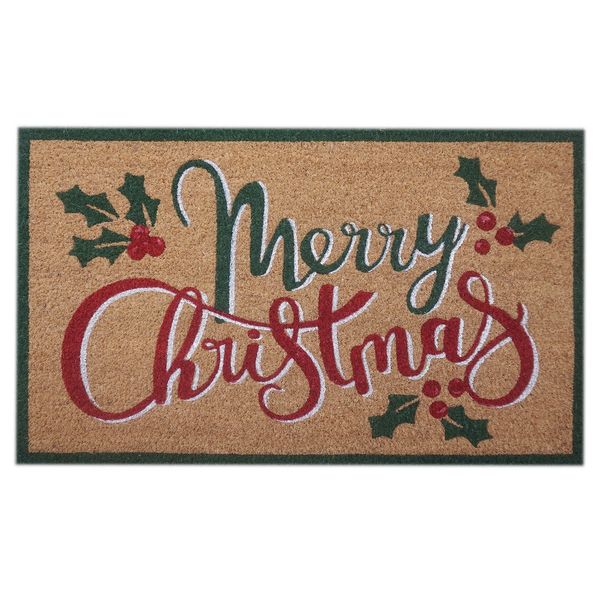 Merry Christmas with Holly Doormat 🇬🇧