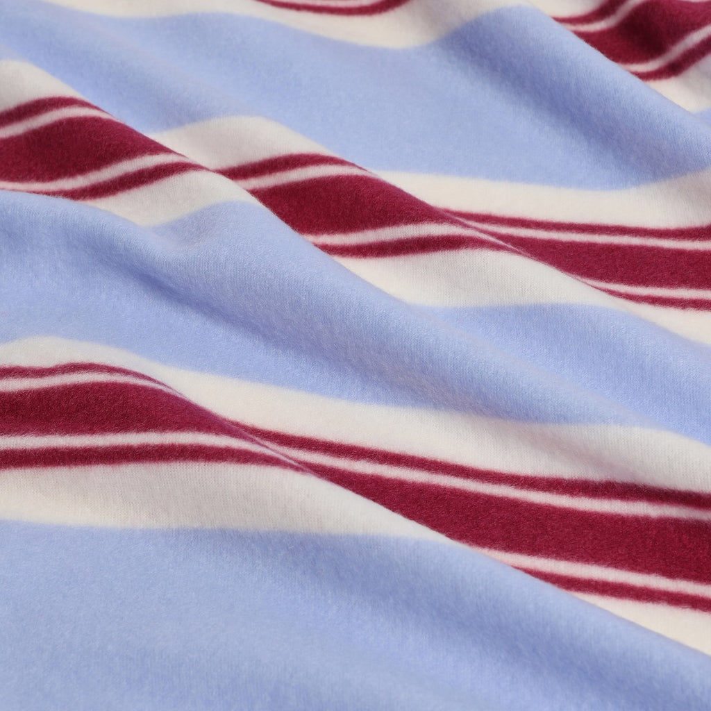 Vintage Stripe Fleece Throw - Blue/Burgundy 🇬🇧