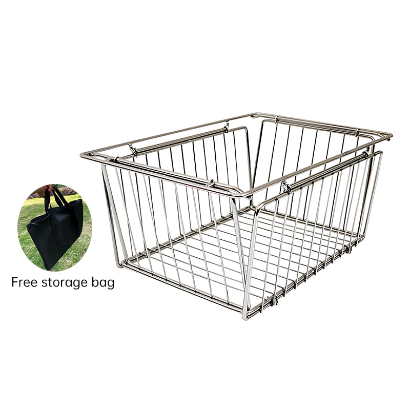 Stainless Steel Folding Basket: Drain & Wash, Ideal Camping Table Accessory 🇨🇳