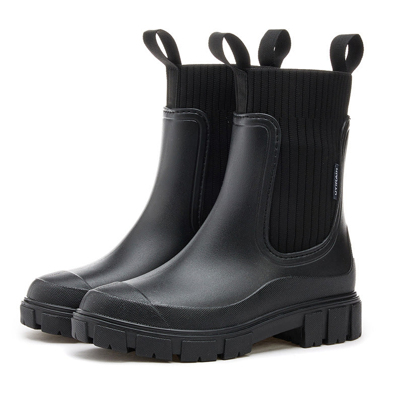 Elastic Mid-Calf Rain Boots, Durable Heeled (Waterproof Non-Slip) 🇨🇳