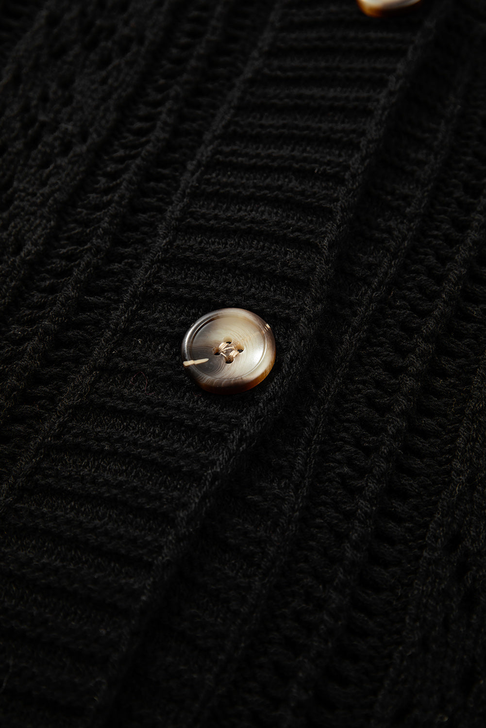 Black Open Knit Drop Shoulder Sweater Cardigan 🇨🇳