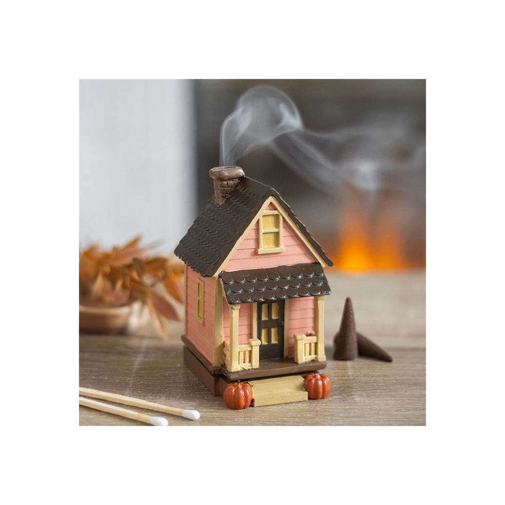 Pink House Incense Cone Burner with Pumpkins 🇬🇧
