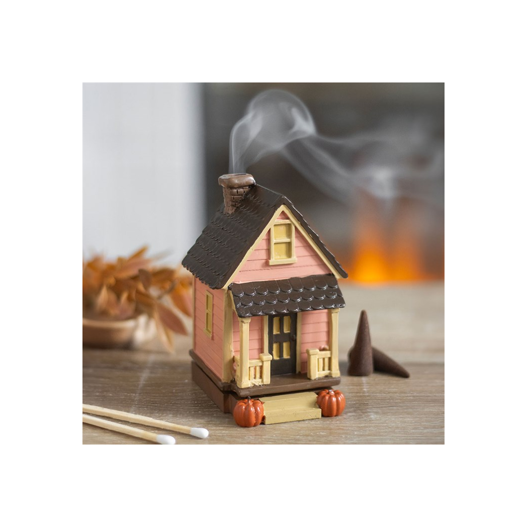 Pink House Incense Cone Burner with Pumpkins 🇬🇧