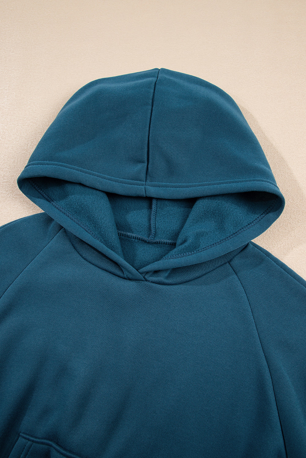 Peacock Blue Cozy Hooded Sweatshirt Drawstring Elastic Waistband Cargo Pant Set 🇺🇸