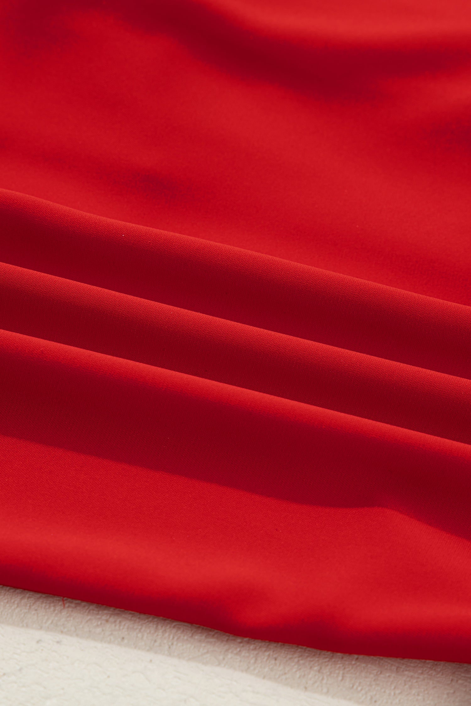 Fiery Red Contrast Trim Ribbon Bow Short Silky 2pcs Pajama Set 🇺🇸