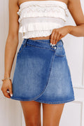 Ashleigh Blue Wrapped Crossed Waist Denim Mini Skirt 🇨🇳