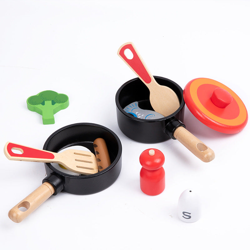 Children's wooden simulation home cooking kitchen with joy utensils wooden toys 🇨🇳