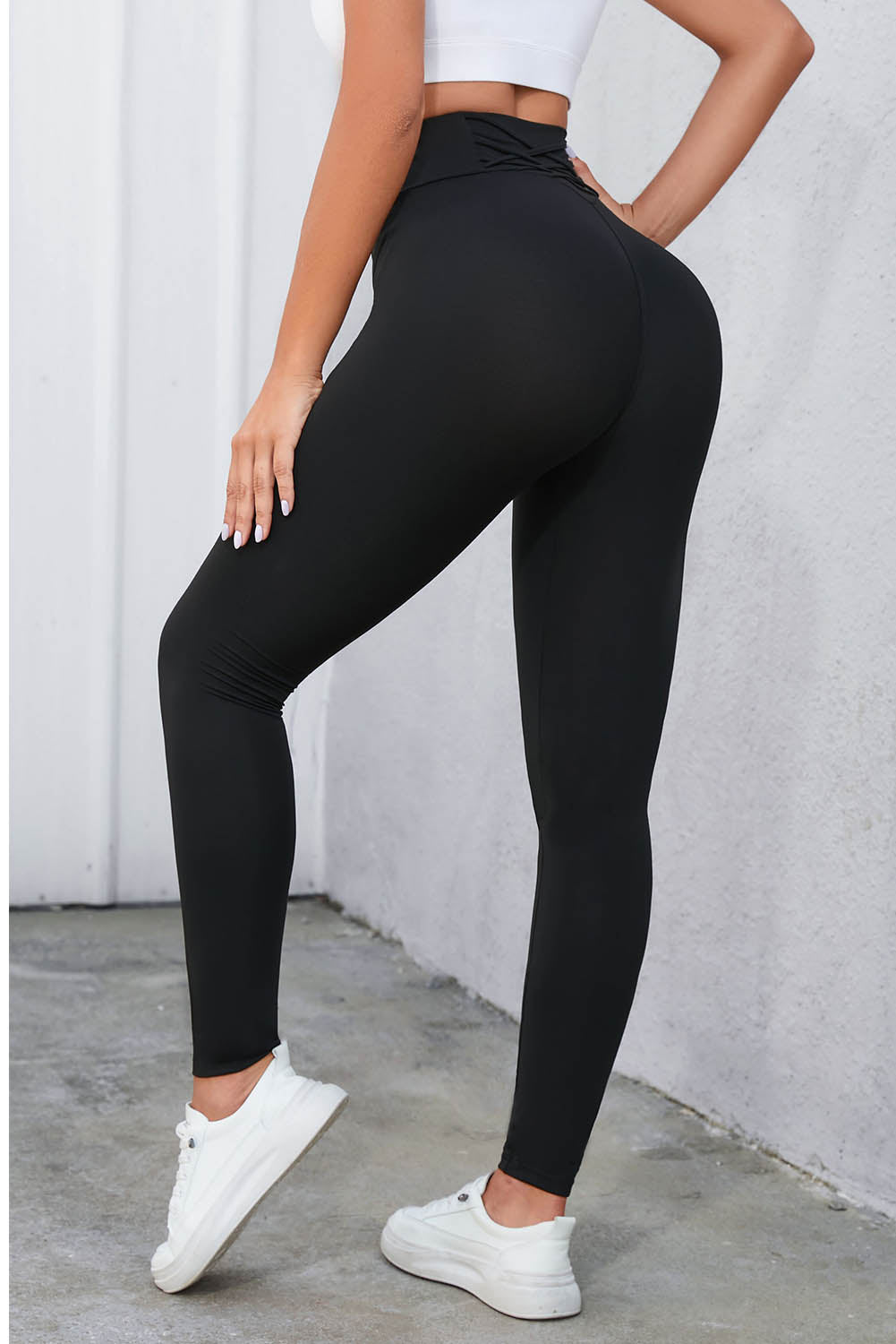 Black Criss Cross Tummy Control High Waist Leggings 🇺🇸