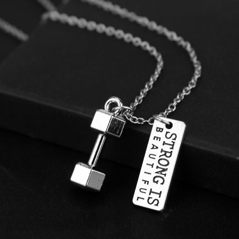 Fitness exercise weightlifting dumbbell necklace 🇨🇳