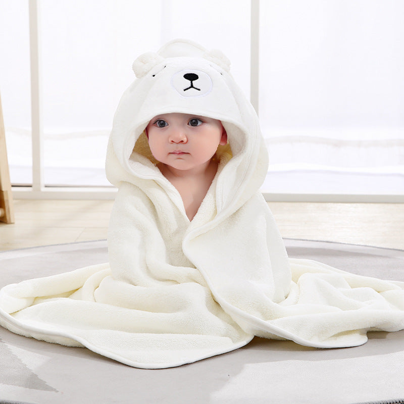 New Baby Swaddle Cute Cartoon Hug Quilt Fleece Hooded Bath Towel 🇨🇳