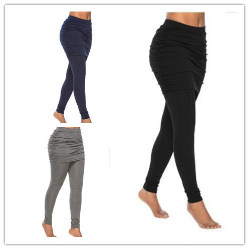 Pack hip side pleated skirt fake two leggings skirt 🇨🇳