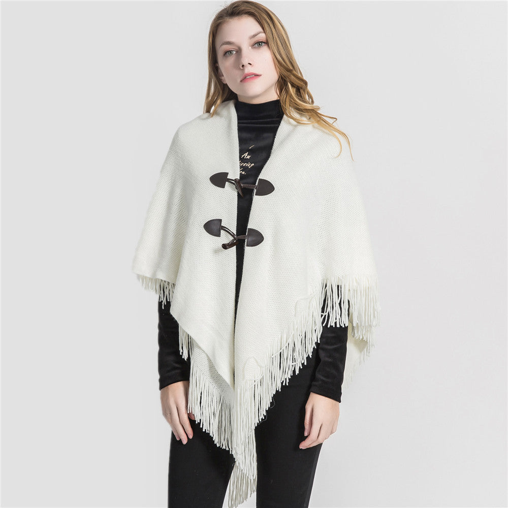 Winter Loose Kimono Cardigan Women Long Sleeveless Hat Poncho Solid Color Magic Shawl Knitted Sweater 🇨🇳