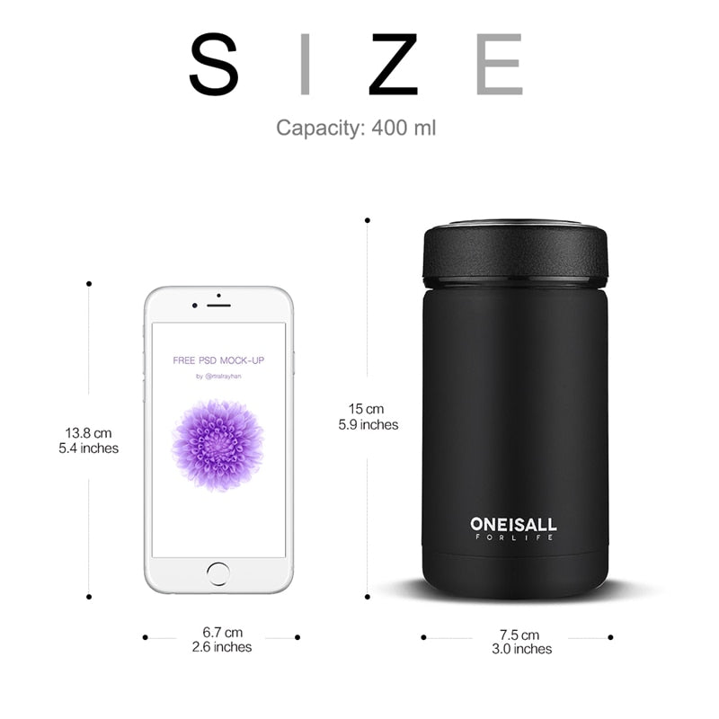 ONE IS ALL Men Gift Bottles 400ml Insulated Cup 304 Stainless Steel Mug Water Bottle Vacuum Flask Coffee Wine Mug 🇨🇳