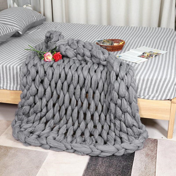 Grey Nordic style super thick line blanket bed foot blanket 🇨🇳