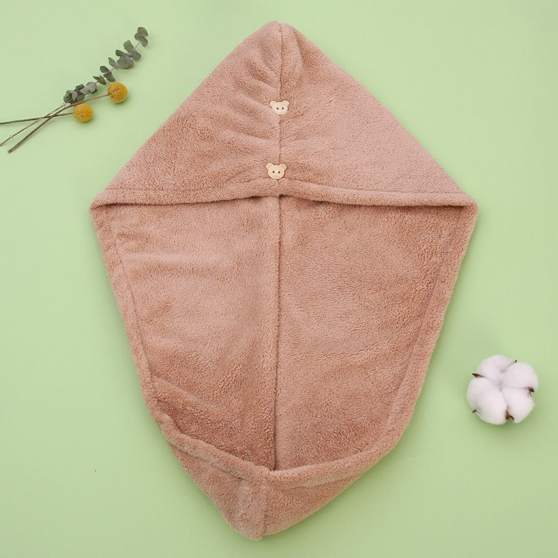 Super absorbent double-layer thickened coral velvet quick drying hair towel, shower cap, and headband towel