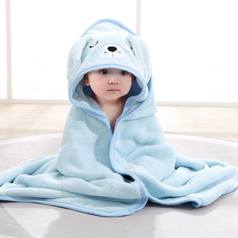 New Baby Swaddle Cute Cartoon Hug Quilt Fleece Hooded Bath Towel 🇨🇳
