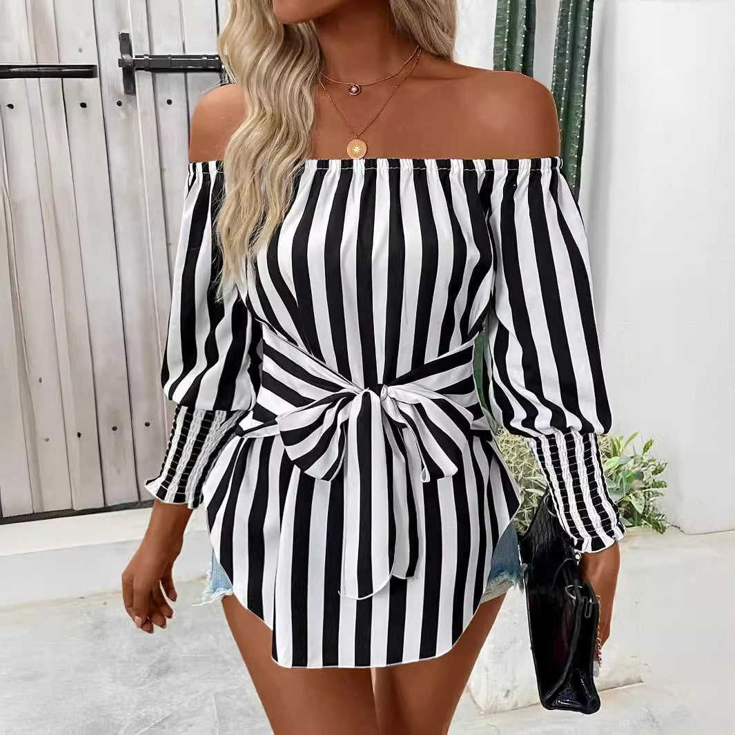 New Women's Fashion Shoulder-baring Lantern Sleeve Shirt 🇨🇳