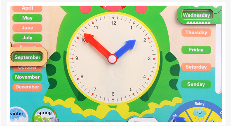Montessori Wooden Toys Baby Weather Season Calendar Clock Time Cognition Preschool Educational Teaching Aids Toys For Children 🇨🇳