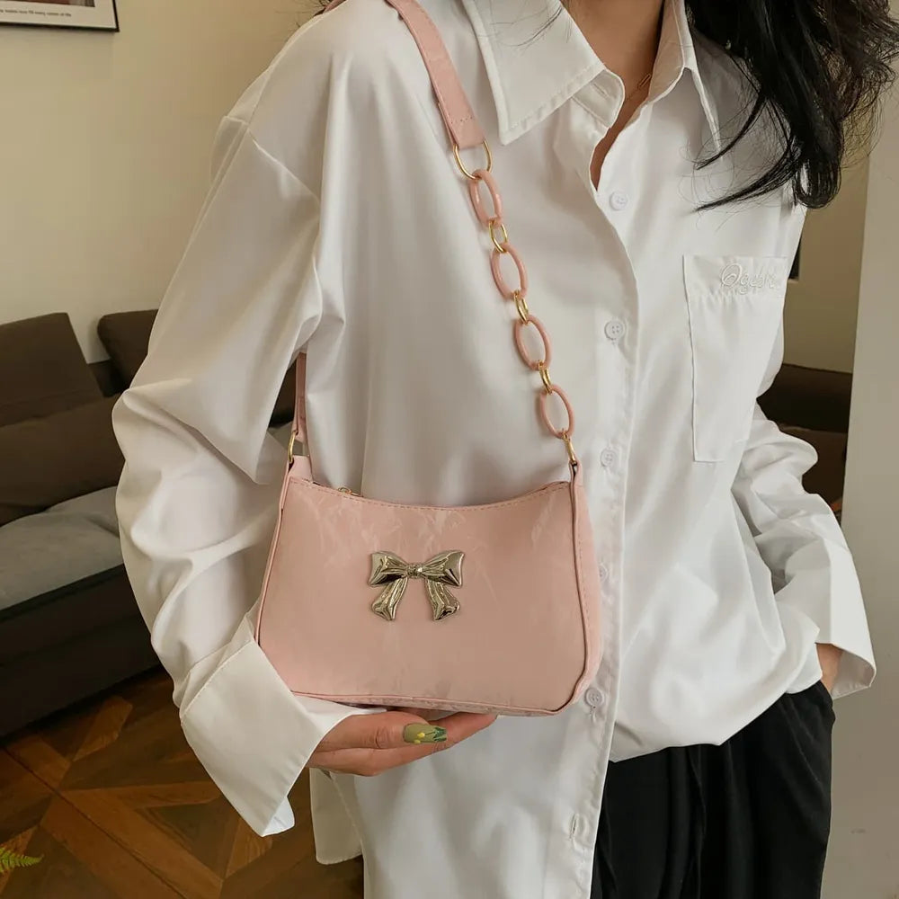Bow PU Leather Shoulder Bag 🇨🇳