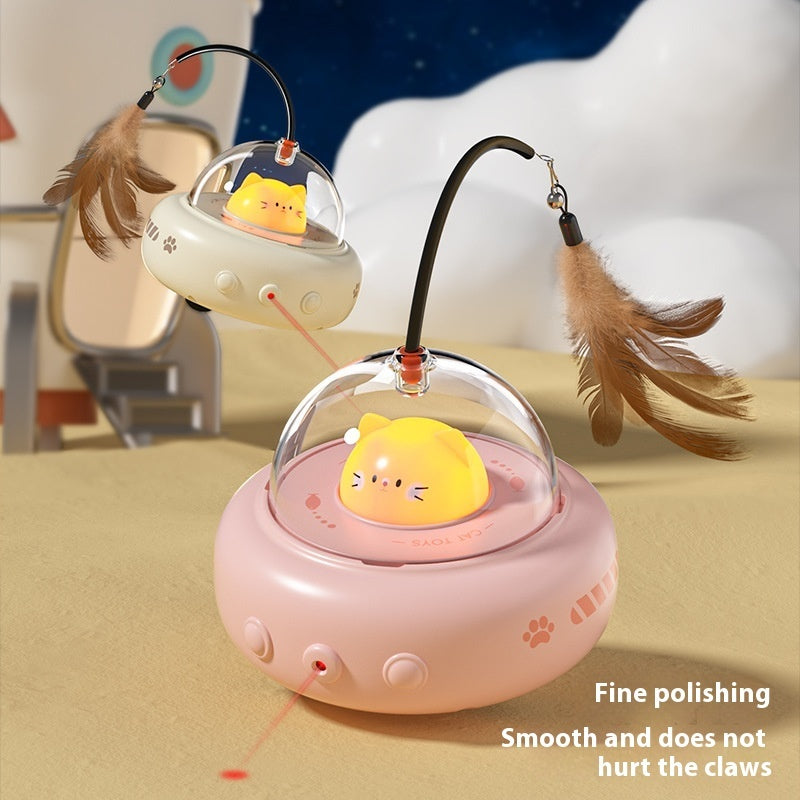 Smart Teaser Cat Toy Electric UFO Cat Teaser Stick With Bell Training Pet Toys Replaceable Feather Interactive Cat Supplies Pet Supplies Pets Products 🇨🇳