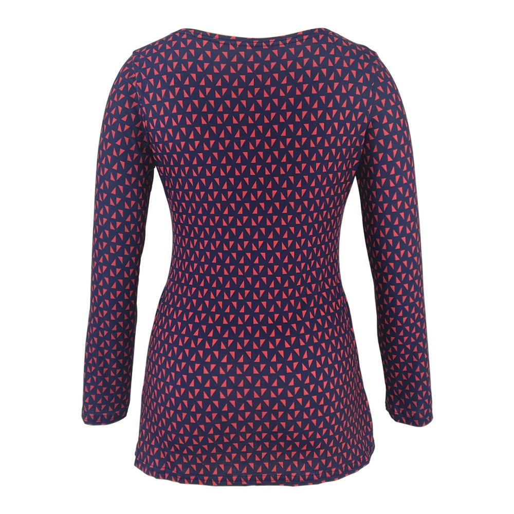 Deep V-neck print long sleeves 🇨🇳
