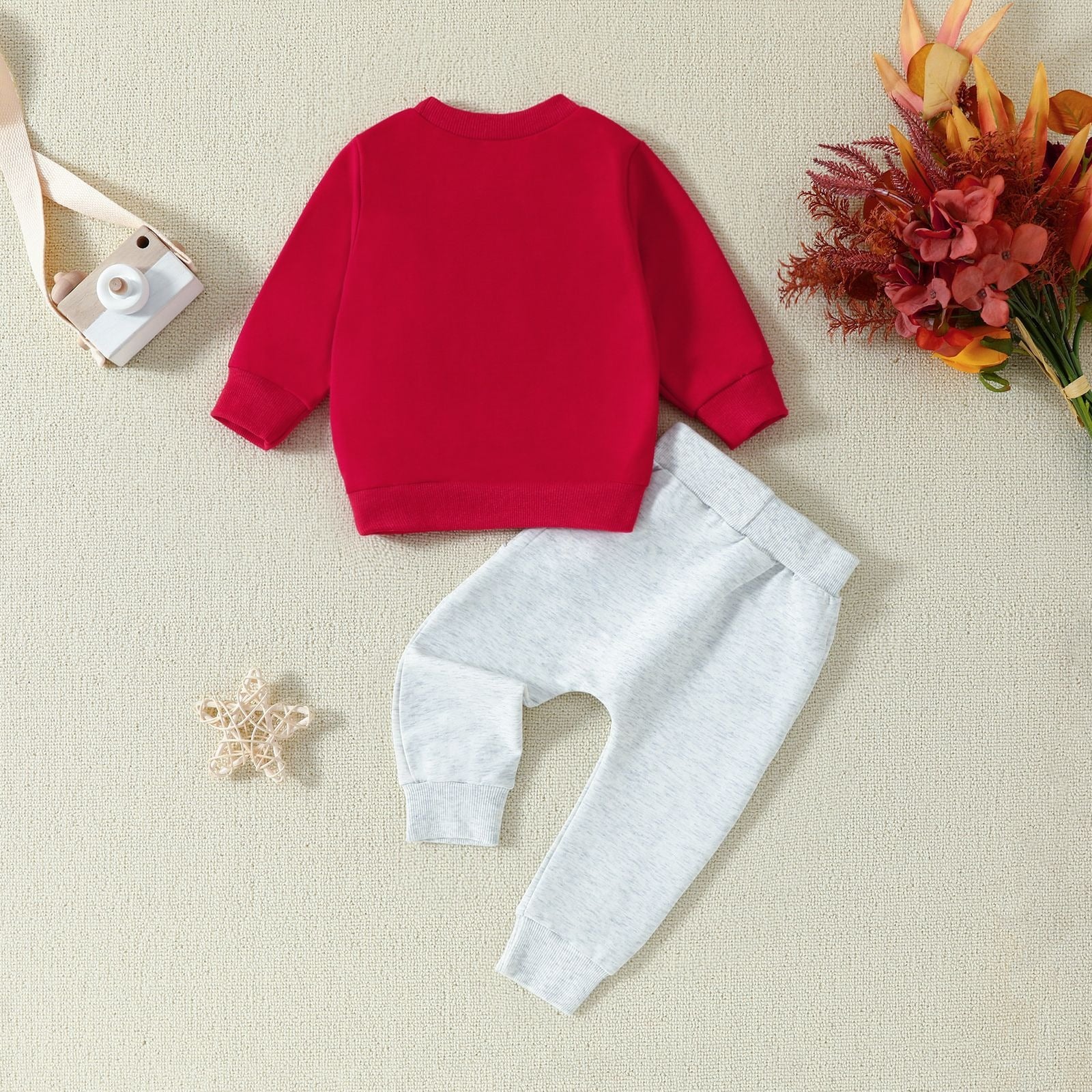 Infant and toddler children's letter printed long sleeved pullover, hoodie and pants two-piece set 🇨🇳