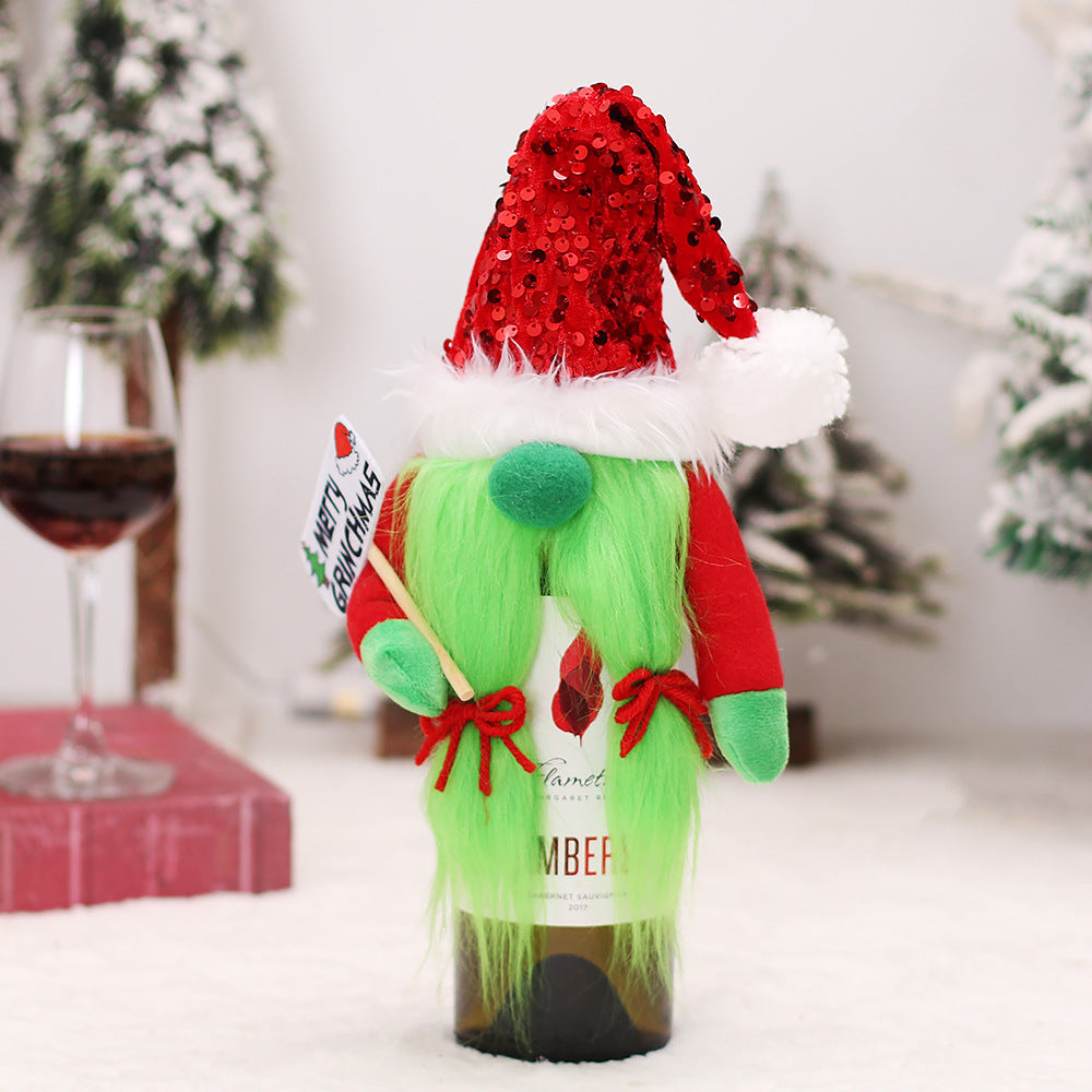 Christmas Couple Grinch Decoration Wine Bottle Set 🇨🇳