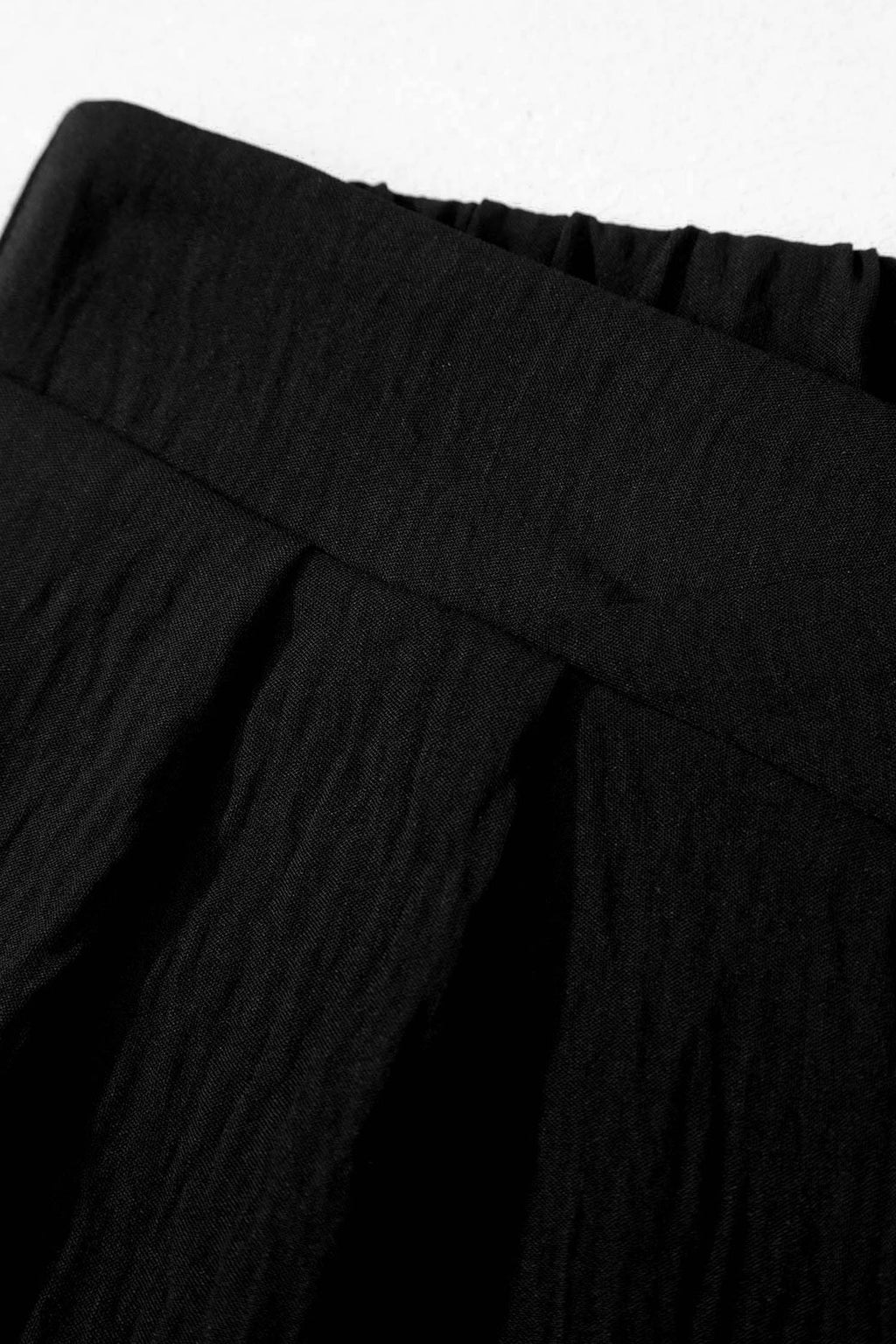 Color black Solid Color Textured Crossed Waist Loose Pants 🇺🇸