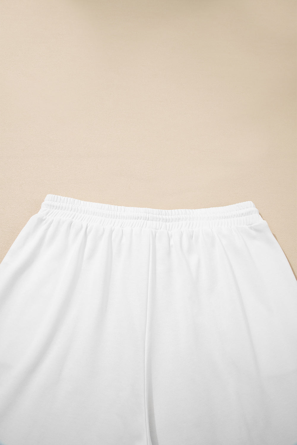 White Textured Raw Seam Plus Size Pullover Top and Drawstring Pants Set 🇺🇸
