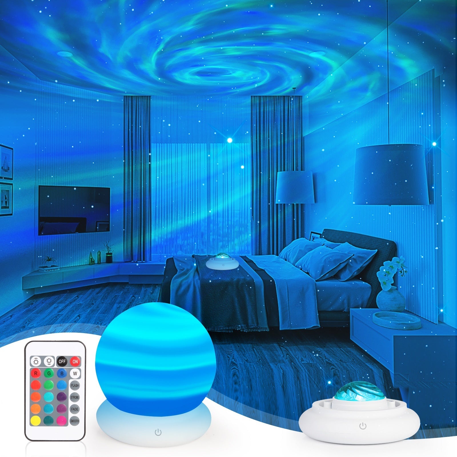 Northern Lights Projection Lamp Bedroom Star Light Remote Control Flame 🇨🇳