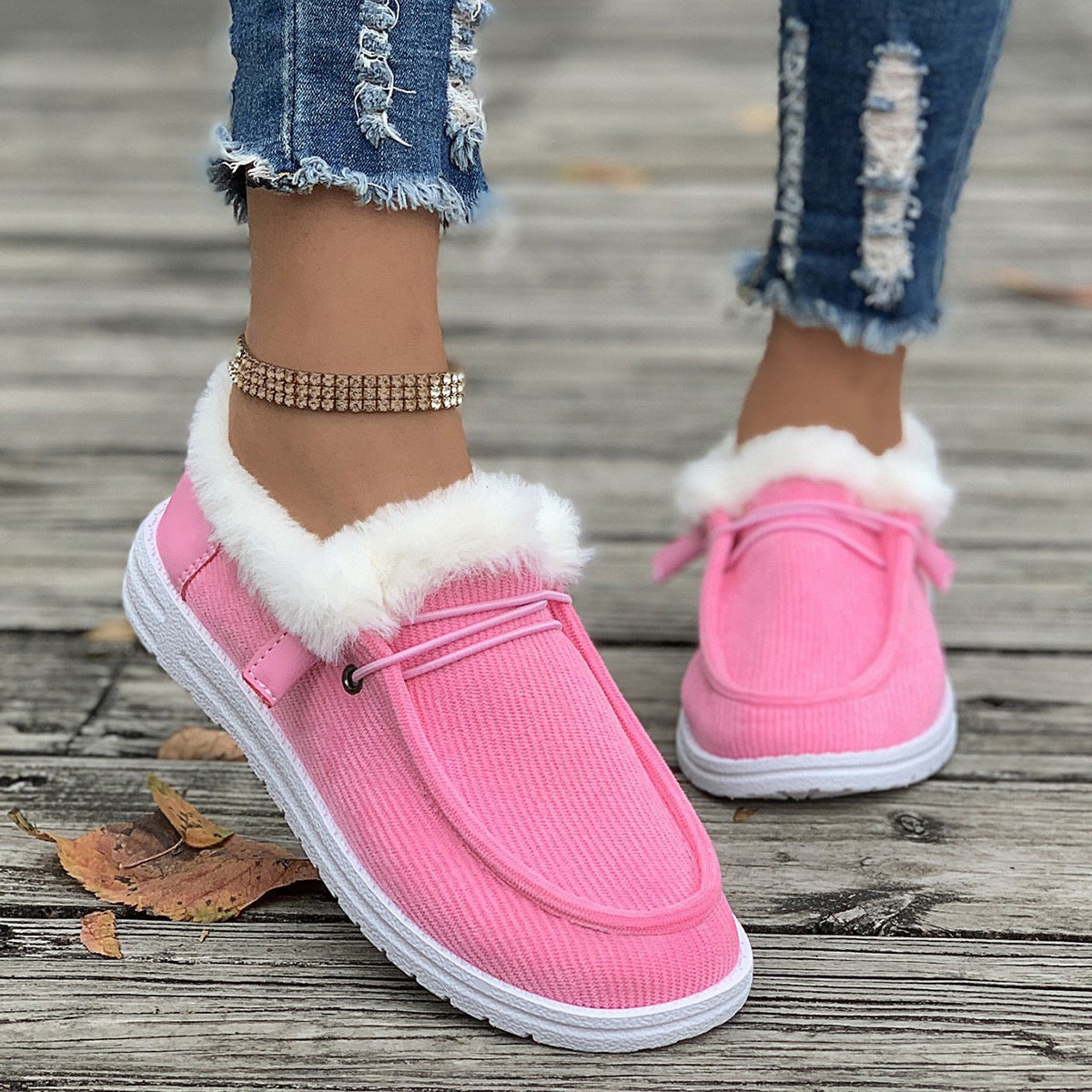 Women's casual shoes with plush and fuzzy cotton 🇨🇳
