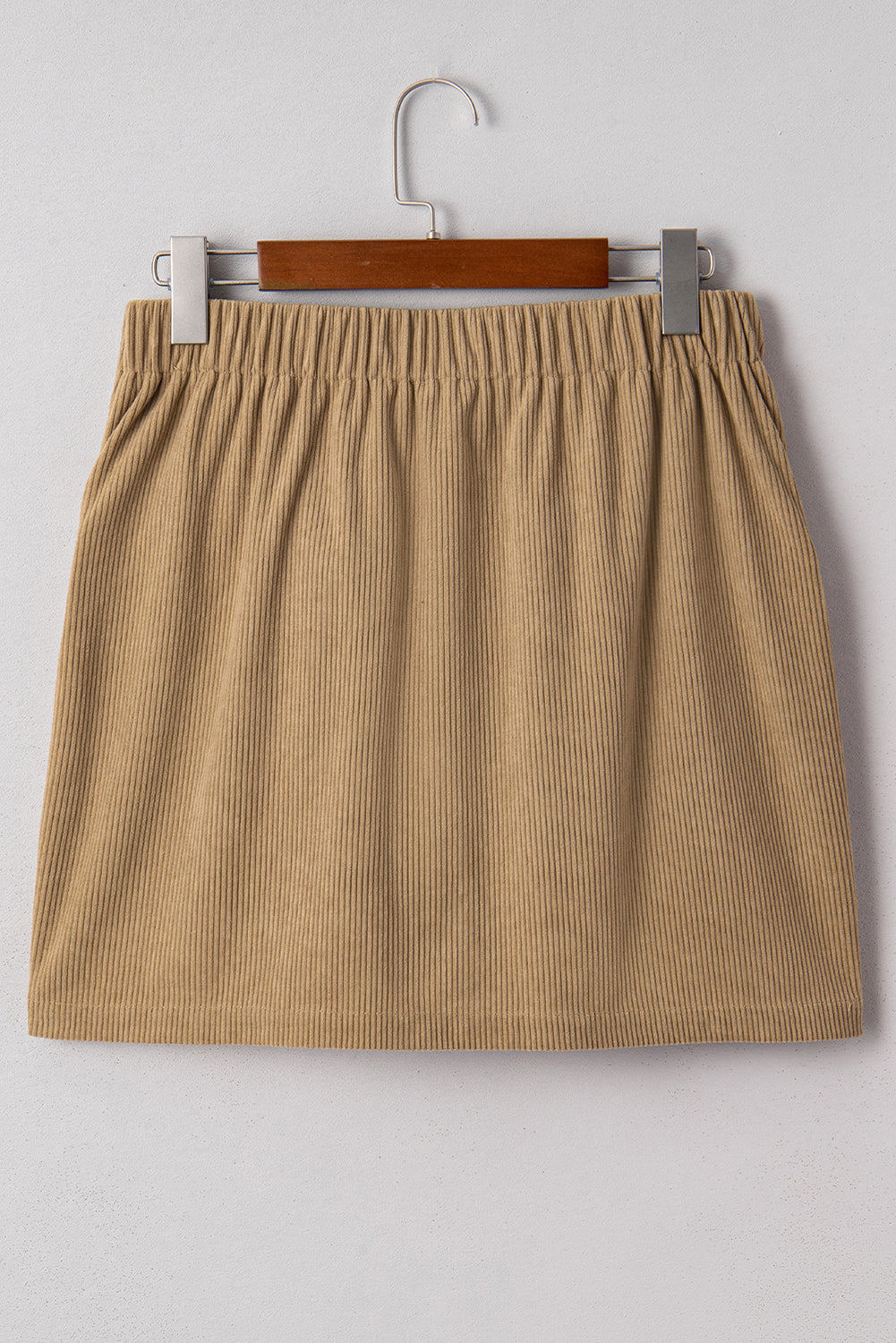 Camel Corduroy Buttoned Front Faux Pockets Mini Skirt 🇺🇸
