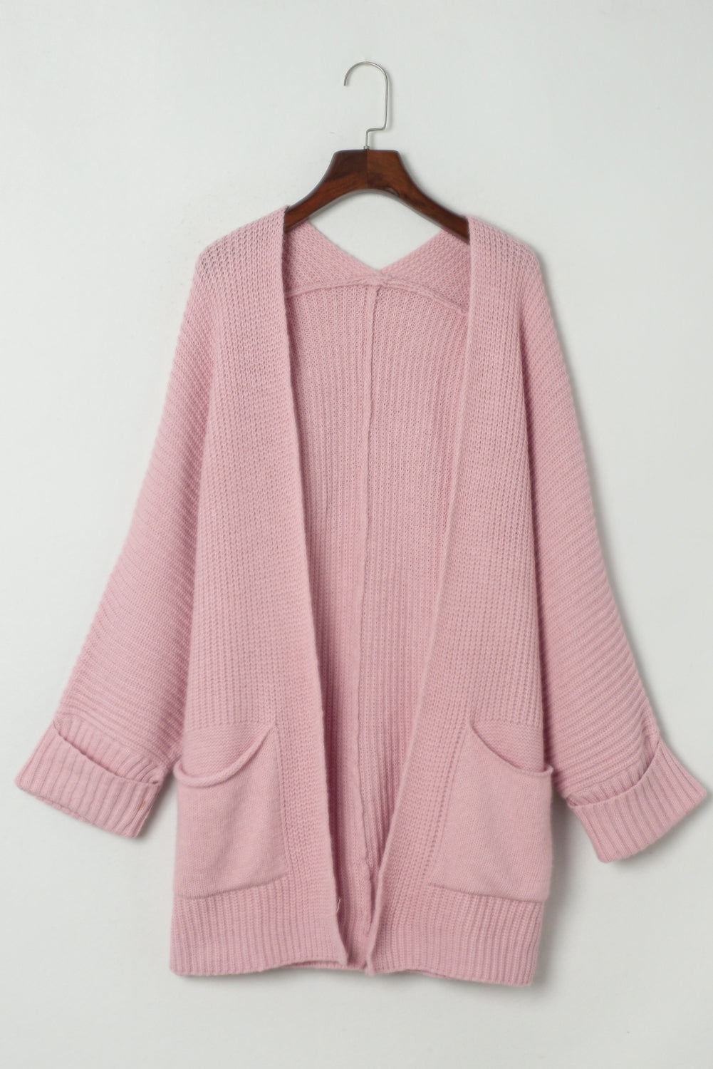 Pink Oversized Fold Over Sleeve Open Front Cardigan 🇺🇸