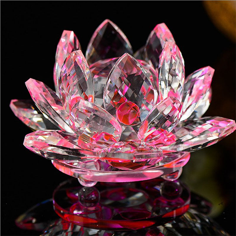 80mm Quartz Crystal Lotus Flower Crafts Glass Paperweight Fengshui Ornaments Figurines Home Wedding Party Decor Gifts Souvenir 🇨🇳